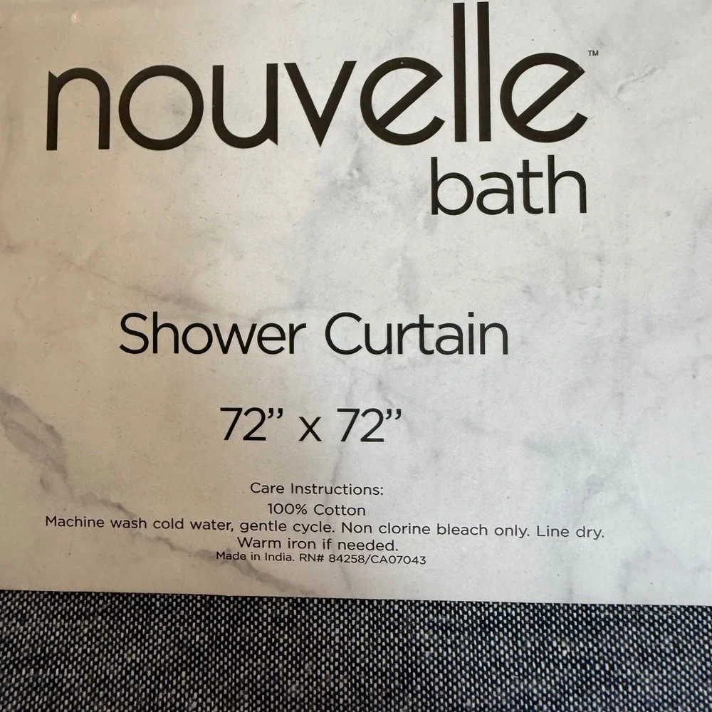 Nouvelle Bath Shower Curtain 72x72 Inch Navy White Stripe Cotton Fabric